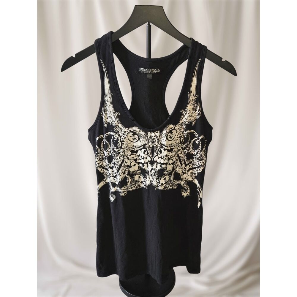 Vintage Y2K Metal Mulisha Girl n Dirty Skull Tank Top Archival Grail Studded M